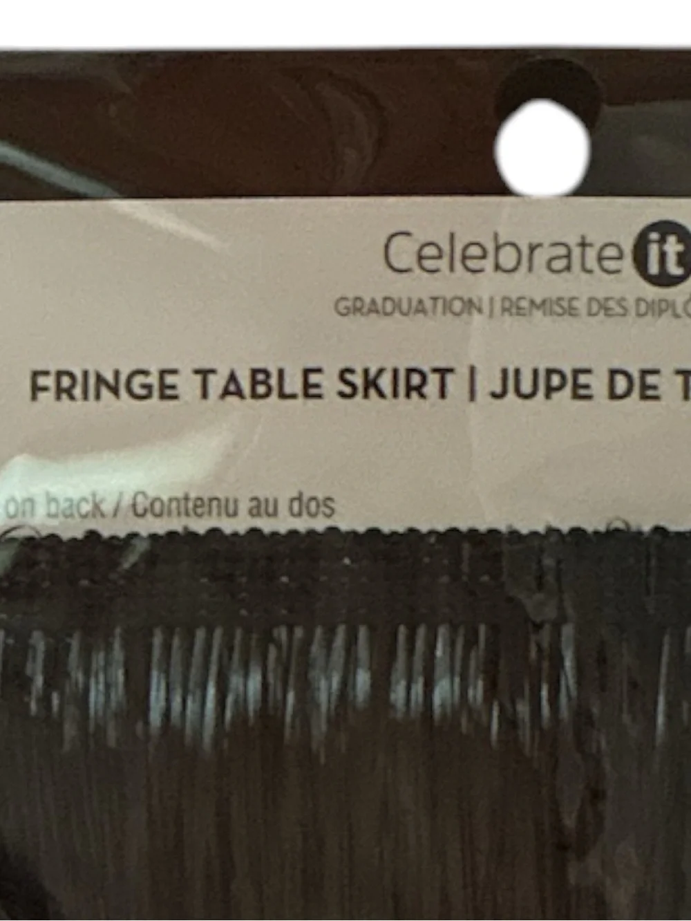 Celebrate It Black Fringed Plastic Table Skirt Graduation 7.5 in x 87.5 in